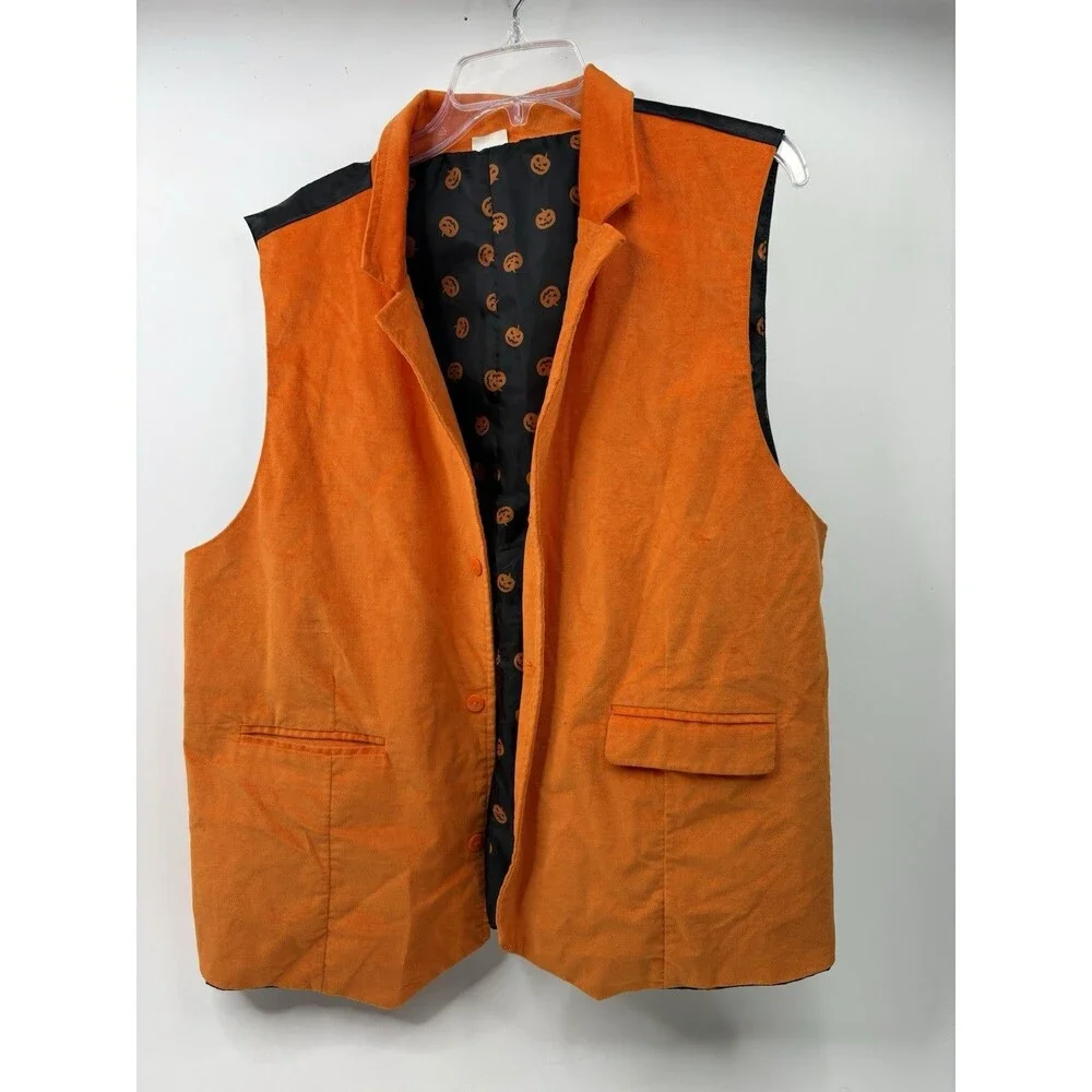 Spirit Halloween Orange Pumpkin Lined Vest Adult L/XL Halloween Costume